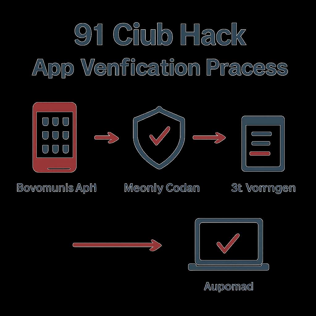 Illustration explaining the steps for verifying the 91 Club Hack app.