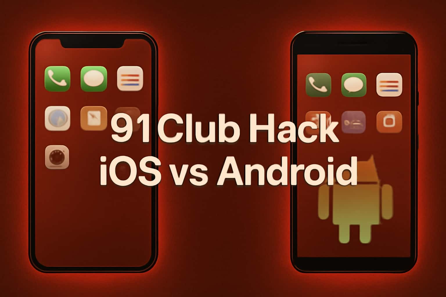 Visual representation of 91 Club Hack application differences between iOS and Android.